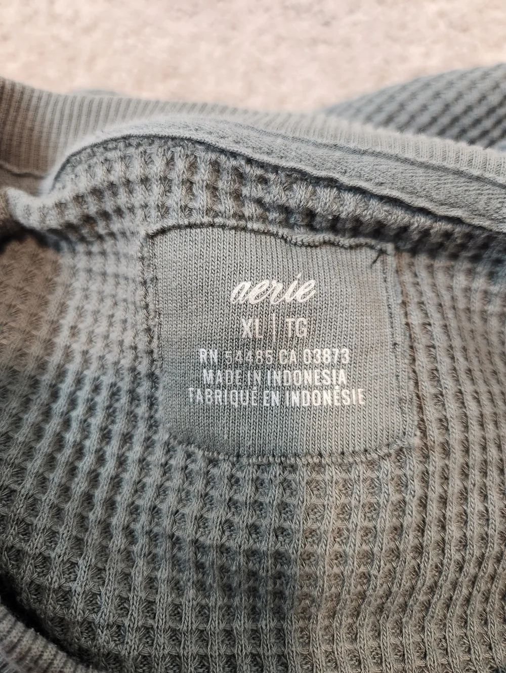 Aerie Waffle Knit Oversized Crewneck Sweater Sage Green Size XL - Picture 3 of 5